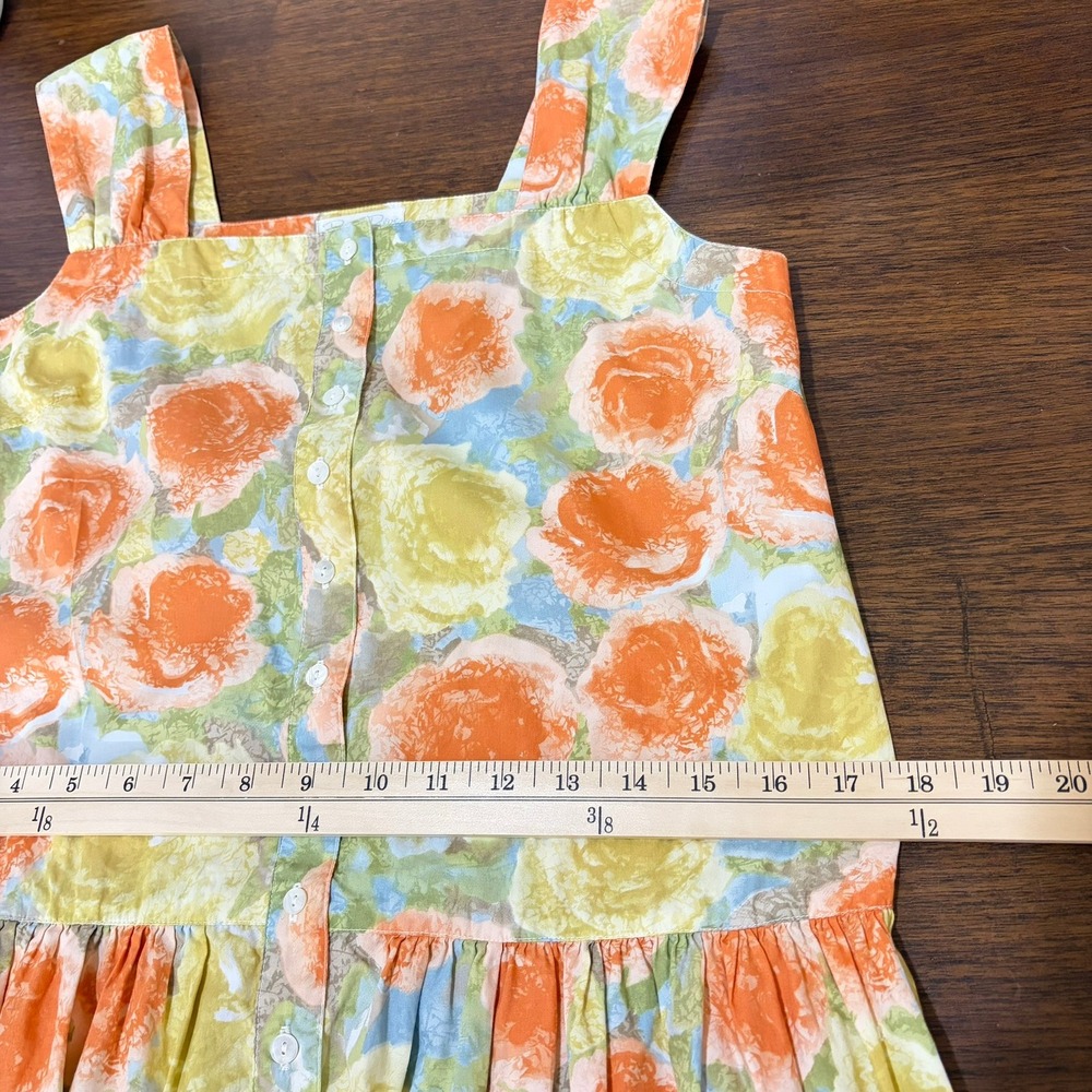 Belle Reve Floral Midi Button Up Dress XS Orange 100% Cotton Japanese Mori Girl - Picture 13 of 14
